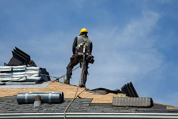 Professional Gutter Installation technician working in Redfield, NY